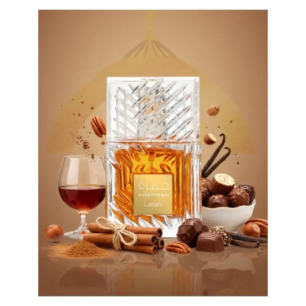 Lattafa Khamrah 100ml EDP – Parfum Dulce Oriental Unisex, Vanilie și Scorțișoară, Foarte Persistent